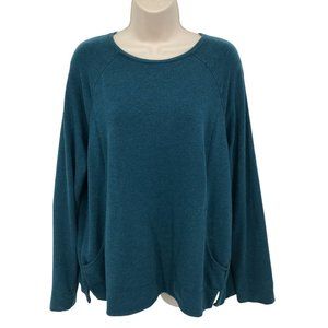 Pure Jill Womens Teal Blue Knit Pull Over Top Size L